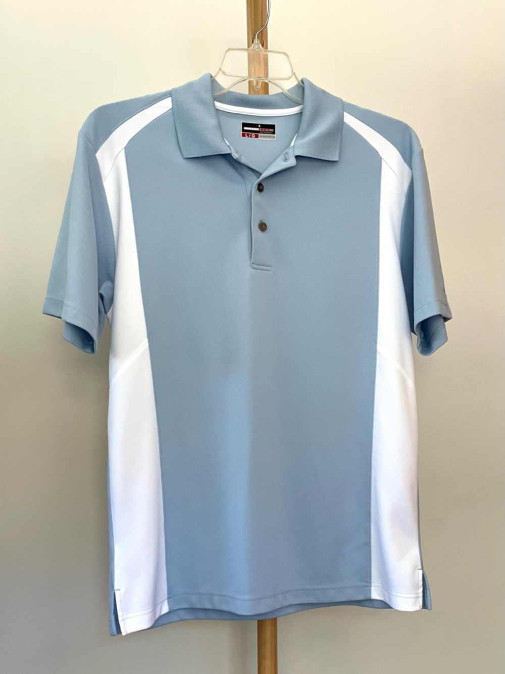 Grand Slam Light Blue & White Athletic Polo Men’s Large